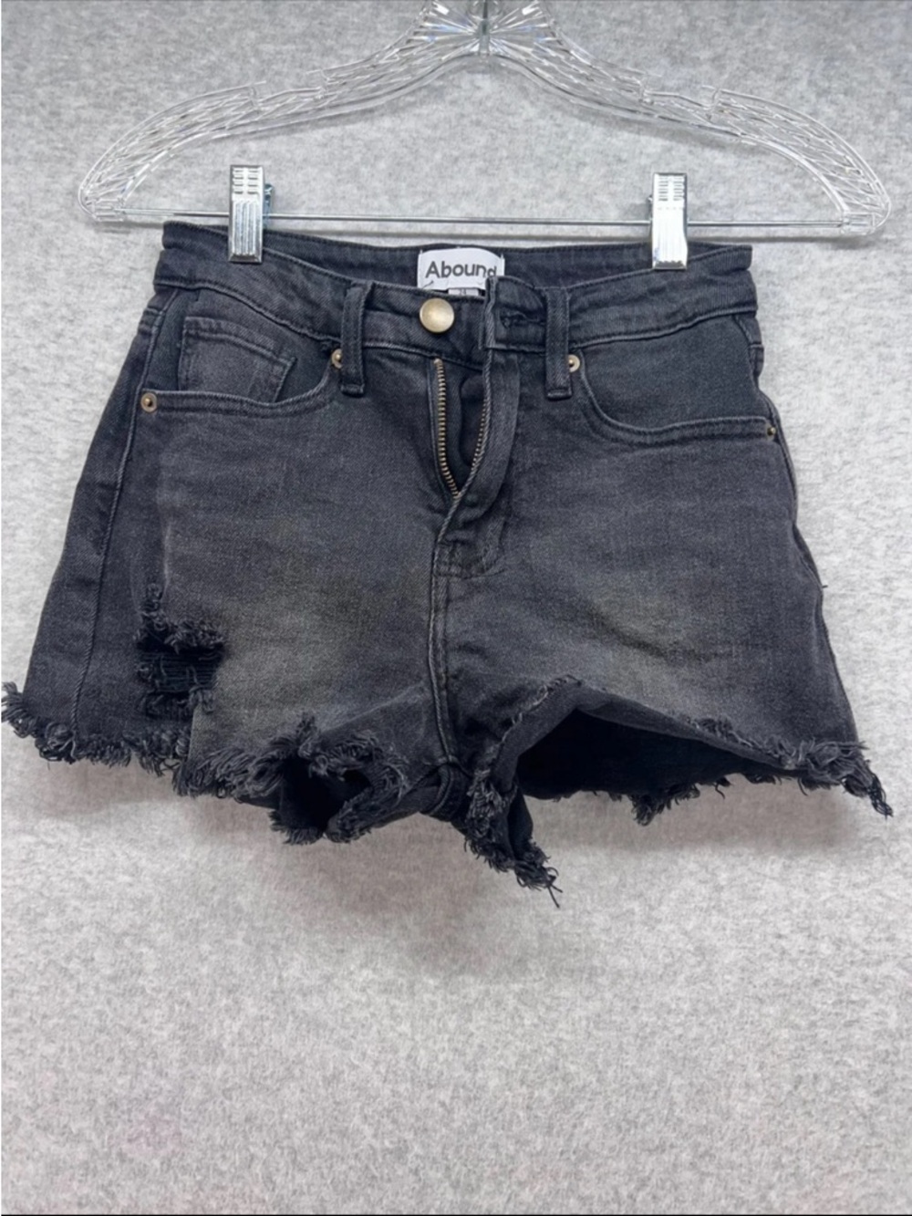 Abound Black Frayed Hem Distressed Denim Shorts